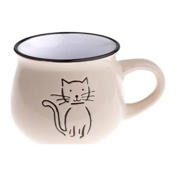 Hrnek keramický s kočkou - béžový 75 ml