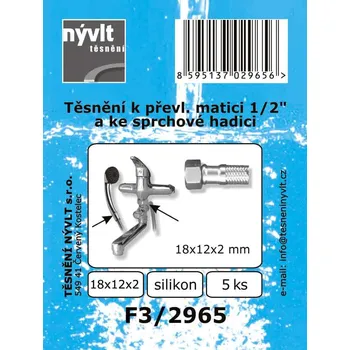 SADA těsnění převlečné matice 1/2" silikon 18x12x2 mm 5 ks - F3/2965