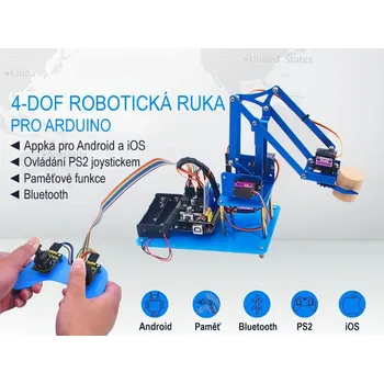 Elektronická stavebnice Keyestudio 4-DOF robotická ruka pro Arduino, Bluetooth, PS2 + DIY joystick