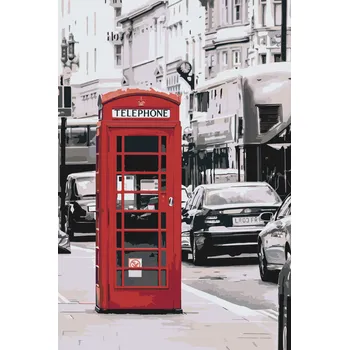Malování podle čísel - Telefonní budka, Londýn Velikost: 40x60cm, Rámování: Pouze srolované plátno