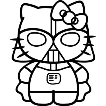 Samolepicí dekorace na vozidlo Samolepka hello kitty darth vader na auto a motorku, tuning nálepka (5392)