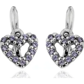 Náušnice Zlatnictví U Kostela Náušnice pro miminka fialová srdíčka 517 522671683