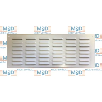 Větrací mřížka Větrací mřížka 490x190 mm bílá pozinkovaná s protidešťovými žaluziemi (pozinkovaná větrací mřížka)