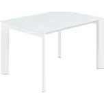 Bílý skleněný rozkládací jídelní stůl Kave Home Axis 120/180 x 80 cm