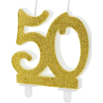 Partydeco Narozeninová svíčka 50 zlatá 7,5 cm