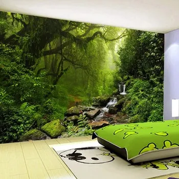 Tapeta Solution Media 3D tapeta - Les s potůčkem MU1416 2 - Voděodolná hedvábná tkanina - Textilní tapeta lesklá - 200g/m2