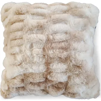 Dekorativní polštářek Béžový žebrovaný chlupatý polštář Bear beige - 45*45*15cm