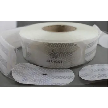 Reflexní 3M diamond grade dělená samolepící páska -ovál BÍLÁ