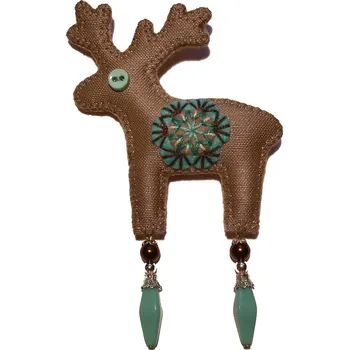 Brož Brož koženková - Jelen ORNAMENT vintage I