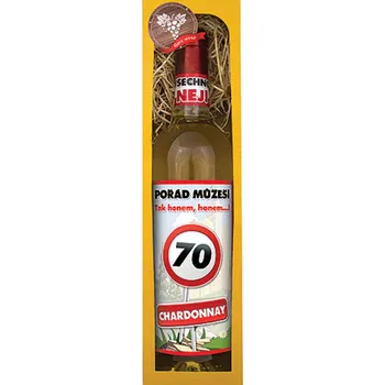Víno Bohemia Gifts Dárkové bílé víno Chardonnay k 70. narozeninám 0,75 l 