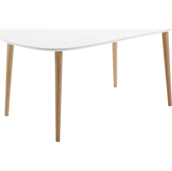Jídelní stůl Bílý lakovaný rozkládací jídelní stůl Kave Home Oqui 160/260 x 100 cm