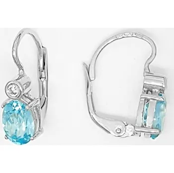 Náušnice Zlaté náušnice s diamanty a přírodním topazem, bílé zlato, briliantové náušnice ze zlata VE 146