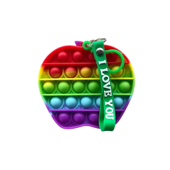 POP IT Pop It antistresová hračka jablko s náramkem rainbow