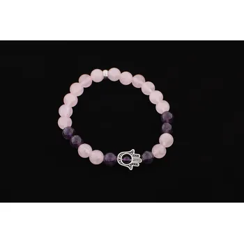 Souprava šperků Náramek Hamsa růženín a ametyst