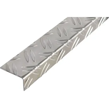 Stavební profil Alu L profil rýhovaný plech 53,6x29,5x1,5mm délka 1m