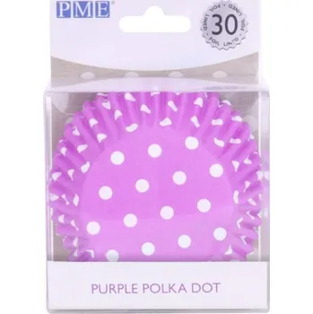 Krabice na pečivo PME PME cukrářské košíčky s fólií - fialové s puntíkem - 30ks