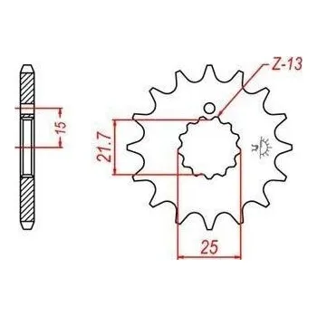 Řetězová sada pro motocykl řetězové kolečko pro sekundární řetězy typu 630, JT - Anglie (13 zubů)