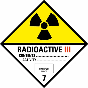 Značení ADR třída 7 - Radioaktivní látky kategorie III samolepící vinylová fólie 100 x 100 mm