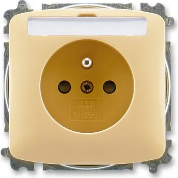 Elektrická zásuvka ABB 5519A-A02352 D Tango® Zásuvka jednonásobná s ochranným kolíkem, s clonkami, s popisovým polem, béžová