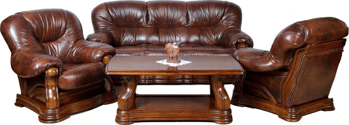 Nábytek Chodura Sedací souprava Václav dřevo 105x230x105 Hnědá