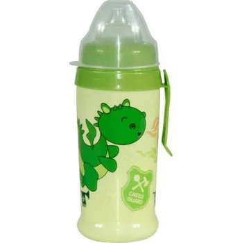 Kojenecká láhev Lorelli Hrníček s měkký pítkem 350 ml Green Dino