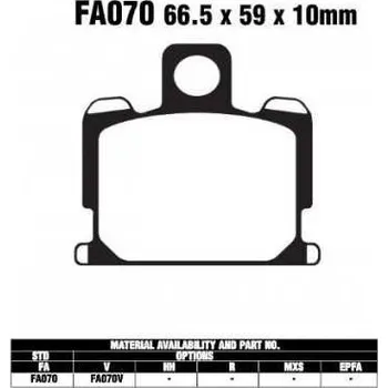 Brzdový komplet EBC FA70 V organické V brzdové destičky pro motorku