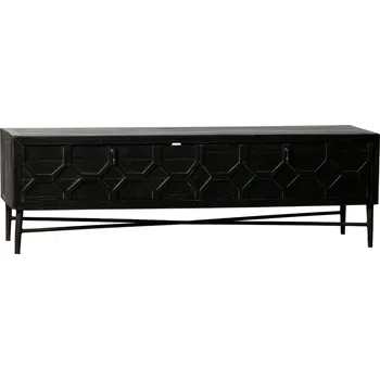 Televizní stolek WOOOD Černý borovicový TV stolek Morten 165 x 45 cm