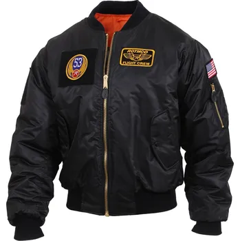Pánský bomber ROTHCO bunda s nášivkami MA1 FLIGHT ČERNÁ vel.3XL