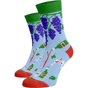 Dámské ponožky Veselé ponožky Červené víno Světle modrá Bavlna 42-44