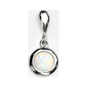 Přívěsek Stříbrný přívěsek, bílý syntetický opál, přívěsek s opálem, P 1471