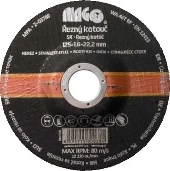 Řezný kotouč Magg Řezný kotouč na nerez 125x1,6x22,2mm