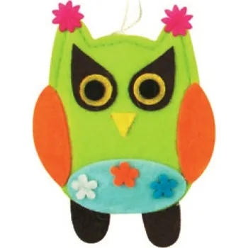 Sova z filcu s kytkama 10 cm