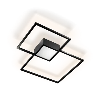 Wever Ducre Wever Ducré Venn 2.0, stropní svítidlo pro přímé a nepřímé osvětlení, 47W LED, 3000K, černá, 72,4x72,4cm