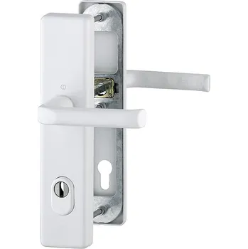 Dveřní kování Bezpečnostní kování HOPPE LONDON bílá klika/klika s překrytem, 92/8, 67-72mm