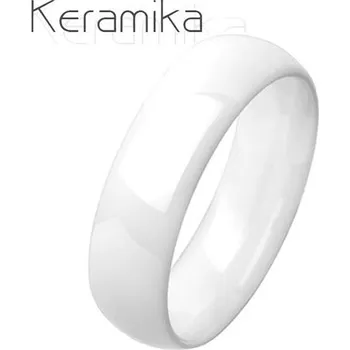 Prsten KM1013-6 Pánský keramický prsten bílý, šíře 6 mm (57)
