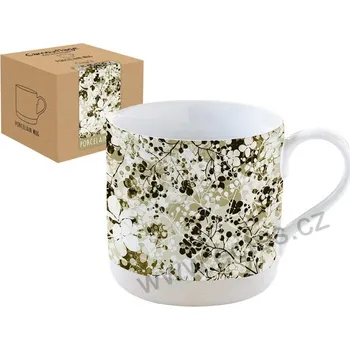 Easy Life CAMOUFLAGE kameninový hrnek s béžovými, černými a bílými květinkami 375ml