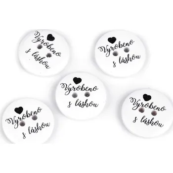 Knoflík Knoflík dřevěný Vyrobeno s láskou 23mm (Knoflík dřevěný Vyrobeno s láskou 23mm)