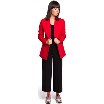 Dámské sako B102 Bavlněné otevřené sako - červené EU S