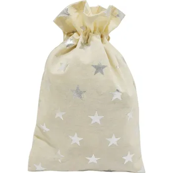 Pytlík látkový se stříbrnými hvězdami 20 x 32 cm