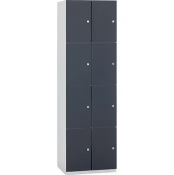 Šatní skříň TRITON Šatní skříňka 8-boxová Modular 1970 x 800 x 500 mm - kov Provedení zámku: jiný zámek (uveďte do poznámky) - cena na vyžádání, Provedení skeletu: kov šedá RAL 7035, Provedení dveří: kov černá RAL 9005