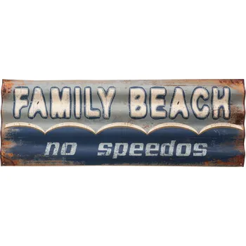 Plechová cedule Kovová cedule Family Beach - 111,5*2,5*40 cm