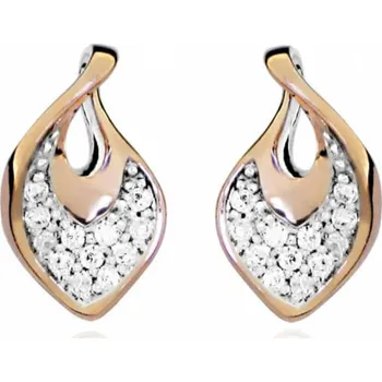 Módní doplněk Stříbrné náušnice s růžovým zlacením a zirkony SC419