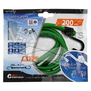 Upínací popruh COMPASS Upínač pružný 200 cm DOUBLE HOOK, 1 ks