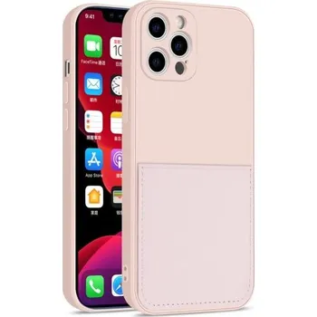 Pouzdro na mobilní telefon Ochranný kryt s kapsou na karty pro iPhone 12 Pro Max - růžový