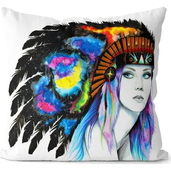 Dekorativní polštářek Polštář Space Indiánka art (Velikost: 40 x 40 cm)