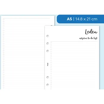 Kancelář Fleppi Náplň do diáře - Měsíční to do list Vyberte velikost náplně: A5 - 6 dírek