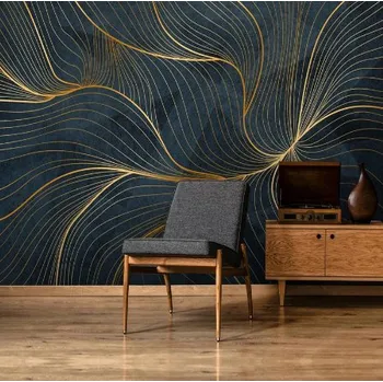 Fototapeta Solution Media 3D tapeta - Zlaté pruhy MU3393 1 - Voděodolné plátno - Textilní tapeta omyvatelná - 250g/m2