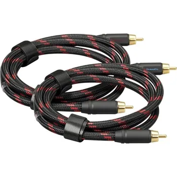Audio kabel Topping TCR2-25 RCA (Vysoce kvalitní dvojice krátkých RCA-RCA propojek, čistá monokrystalická měď, 8 postříbřených vláken, délka 25 cm)