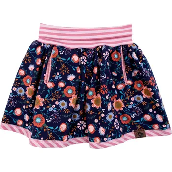 Dívčí sukně tmavě modrá květovaná sukýnka