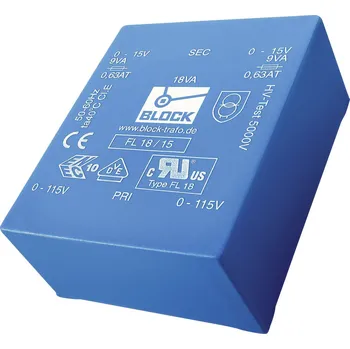 Transformátor BLOCK FL 8/15 transformátor do DPS 2 x 115 V 2 x 15 V/AC 8 VA 266 mA